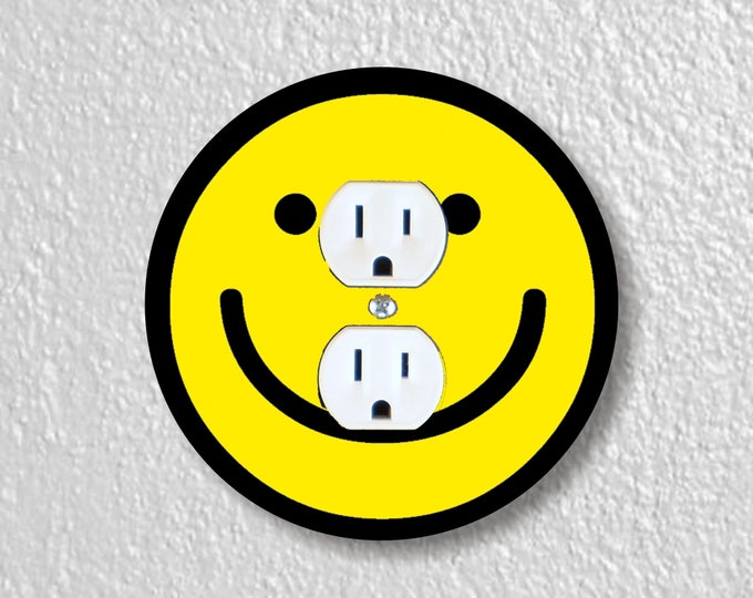 Smiley Face Precision Laser Cut Duplex and Grounded Outlet Round Wall Plate Covers