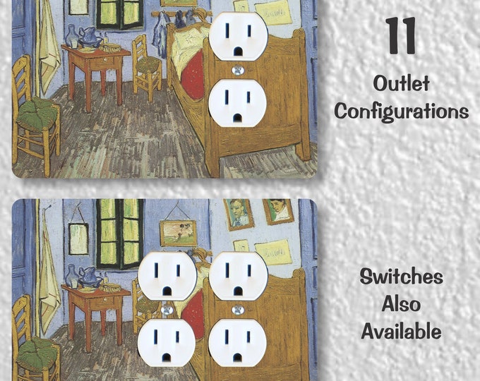 The Bedroom Van Gogh Painting Precision Laser Cut Duplex and Grounded Outlet Wall Plate Covers