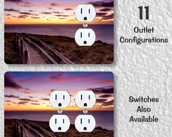 Ocean Sunrise Precision Laser Cut Duplex and Grounded Outlet Wall Plate Covers