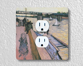 Vincent Van Gogh The Bridge of Triquetaille Precision Laser Cut Duplex and Grounded Outlet Square Wall Plate Covers