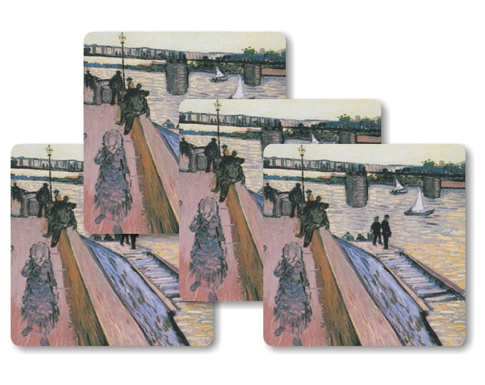 Vincent Van Gogh The Bridge of Triquetaille Painting Square Coasters - Set of 4