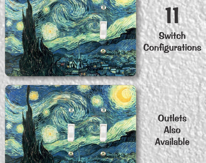 Starry Night Van Gogh Art Painting Precision Laser Cut Toggle and Decora Rocker Light Switch Wall Plate Covers