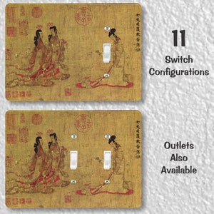 Admonitions Scroll Chinese Painting Precision Laser Cut Toggle and Decora Rocker Light Switch Wall Plate Covers