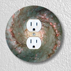 Whirlpool Galaxy Space Precision Laser Cut Duplex and Grounded Outlet Round Wall Plate Covers