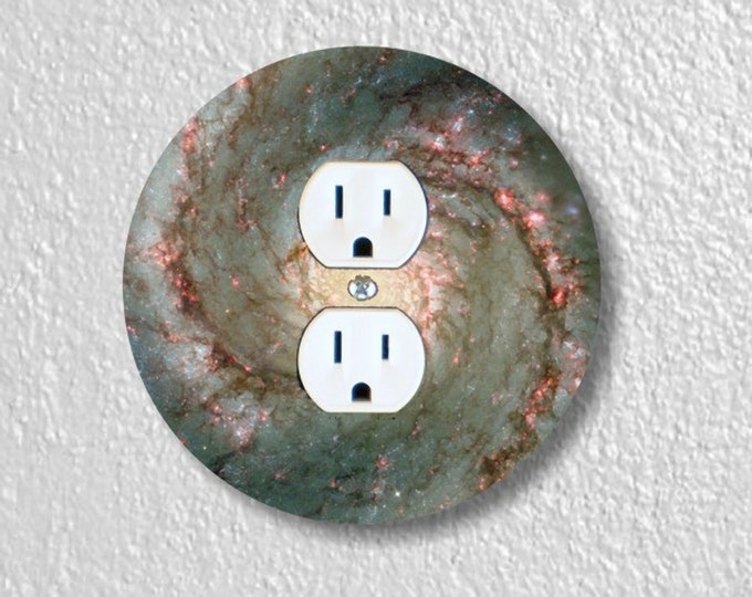 Whirlpool Galaxy Space Precision Laser Cut Duplex and Grounded Outlet Round Wall Plate Covers