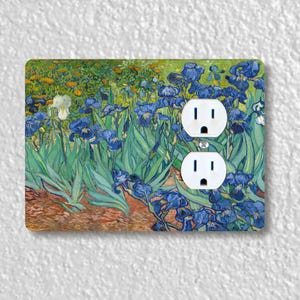Van Gogh Irises Painting Precision Laser Cut Duplex and Grounded Outlet Wall Plate Covers