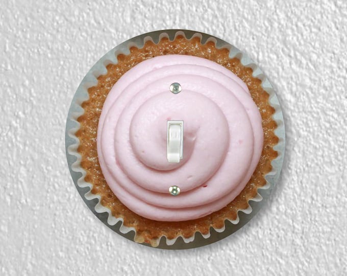 Pink Cupcake Precision Laser Cut Toggle and Decora Rocker Round Light Switch Wall Plate Covers