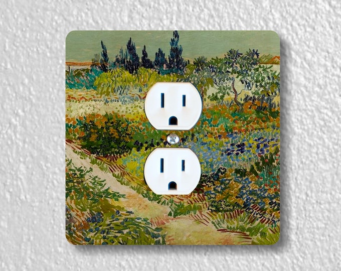 Vincent Van Gogh The Garden at Arles Precision Laser Cut Duplex and Grounded Outlet Square Wall Plate Covers