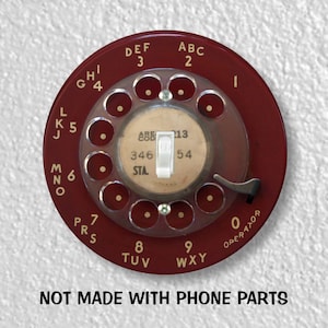 Placa de pared para interruptor de luz redondo con interruptor basculante Decora y dial telefónico rojo oscuro vintage cortado con láser de precisión