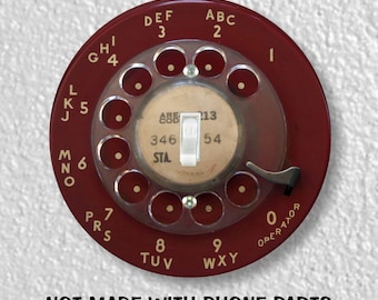 Vintage Dark Red Telephone Dial Precision Laser Cut Toggle and Decora Rocker Round Light Switch Wall Plate Covers