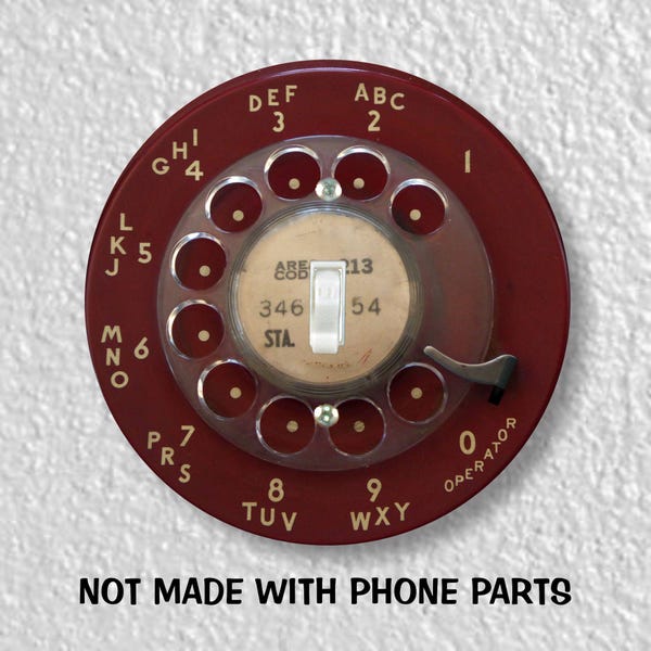 Vintage Dark Red Telephone Dial Precision Laser Cut Toggle and Decora Rocker Round Light Switch Wall Plate Covers