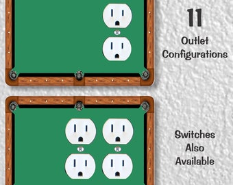 Billiard Table Precision Laser Cut Duplex and Grounded Outlet Wall Plate Covers