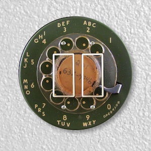 Vintage Retro MCM Avocado Green Telephone Dial Precision Laser Cut Double Decora Rocker Round Light Switch Wall Plate Cover