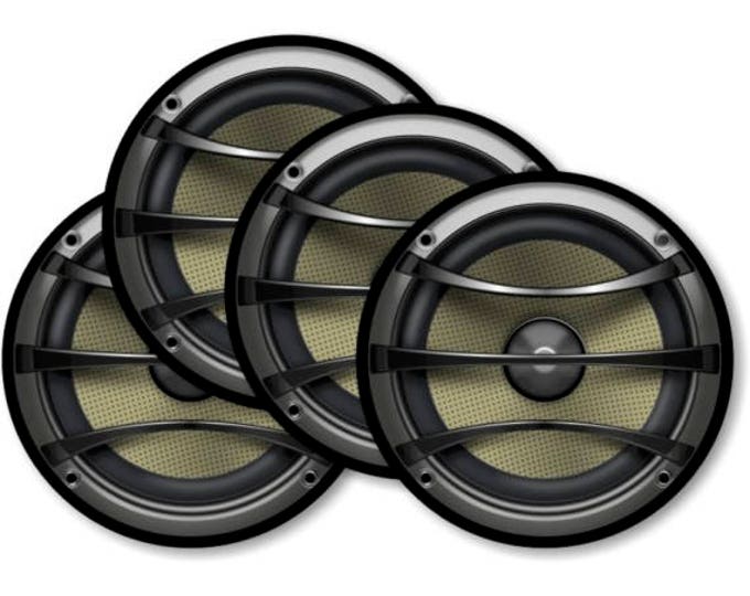 Audio Music Speaker Round Coasters - Set of 4