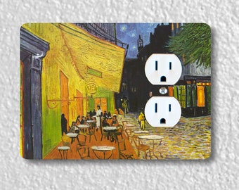 Café Terrace at Night Van Gogh Painting Precision Laser Cut Duplex and Grounded Outlet Wall Plate Covers