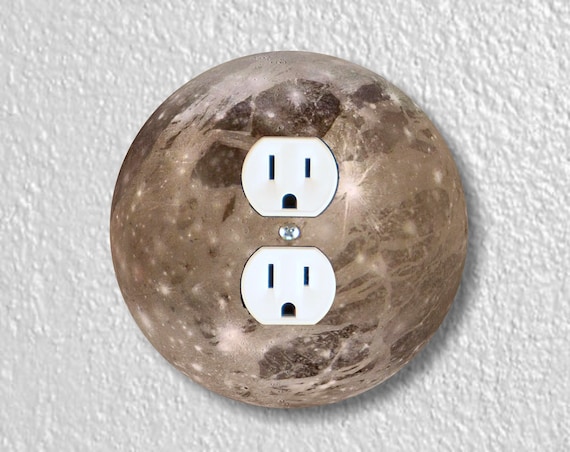 Jupiter Moon Ganymede Precision Laser Cut Duplex and Grounded Outlet Round Wall Plate Covers