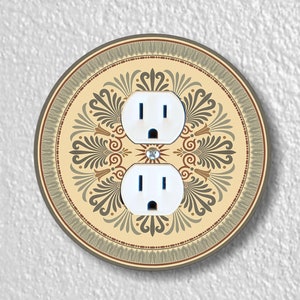 Victorian Ornament Precision Laser Cut Duplex and Grounded Outlet Round Wall Plate Covers