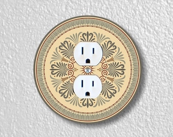 Victorian Ornament Precision Laser Cut Duplex and Grounded Outlet Round Wall Plate Covers