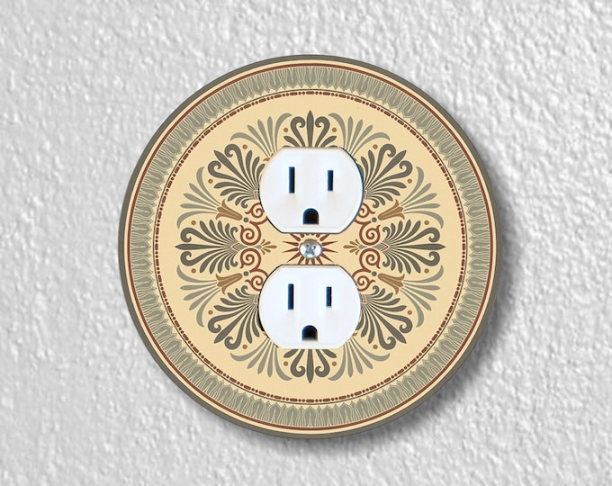 Victorian Ornament Precision Laser Cut Duplex and Grounded Outlet Round Wall Plate Covers