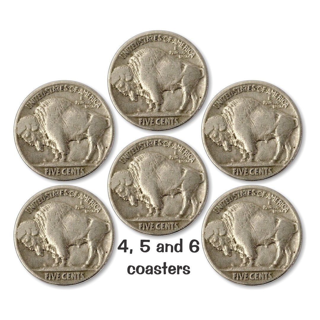 Buffalo Nickel Coin Glossy Cork Backed Coasters - Sets of 4,5 or 6 - Etsy