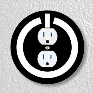 Power Button Precision Laser Cut Duplex and Grounded Outlet Round Wall Plate Covers