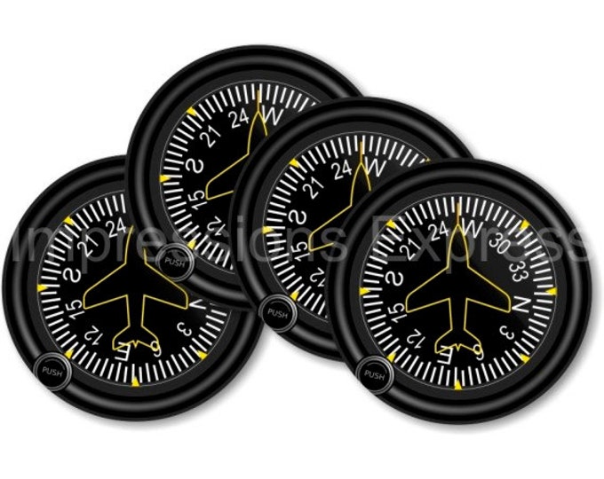 Direction Heading Indicator Aviation Coasters - Set of 4