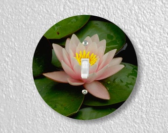 Water Lily Flower Precision Laser Cut Toggle and Decora Rocker Round Light Switch Wall Plate Covers