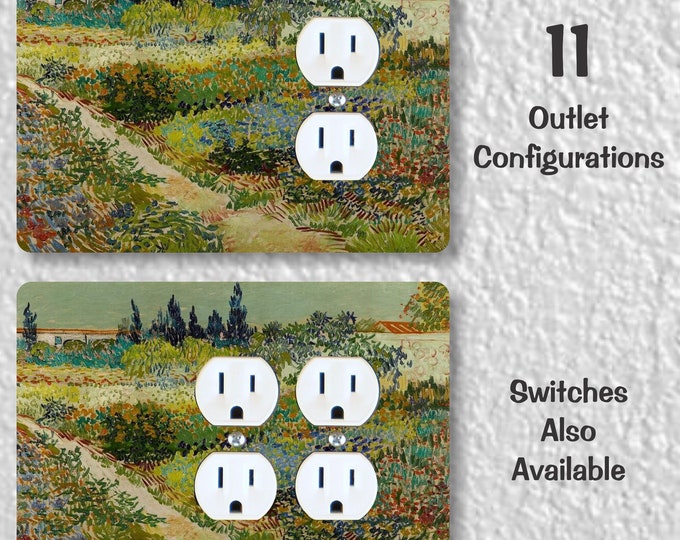 The Garden at Arle Van Gogh Painting Precision Laser Cut Duplex and Grounded Outlet Wall Plate Covers