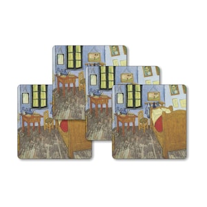 Vincent Van Gogh The Bedroom Painting Square Coasters - Set of 4