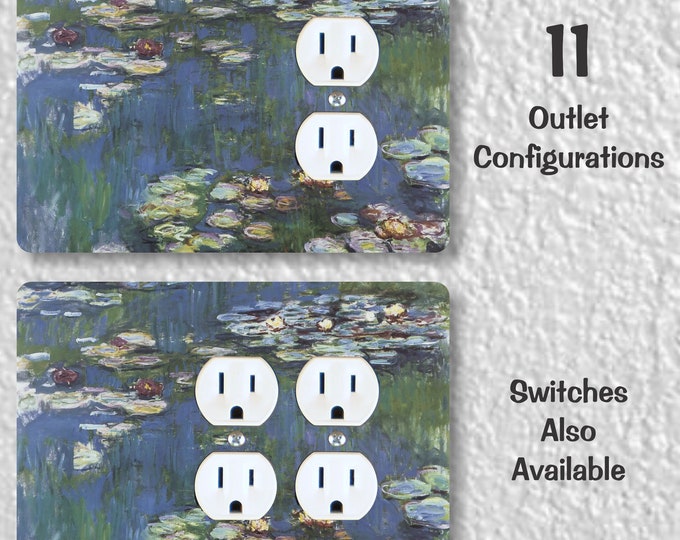 Monet Water Lilies Precision Laser Cut Duplex and Grounded Outlet Wall Plate Covers