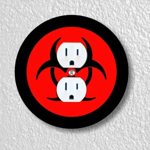 Biohazard Sign Precision Laser Cut Duplex and Grounded Outlet Round Wall Plate Covers