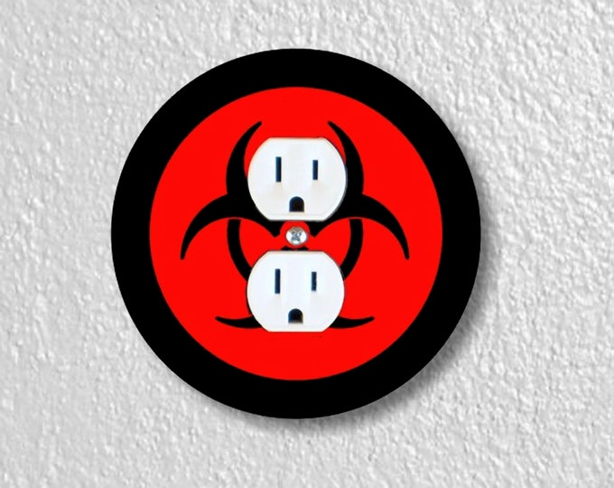 Biohazard Sign Precision Laser Cut Duplex and Grounded Outlet Round Wall Plate Covers