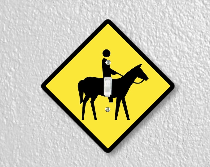 Horse Crossing Sign Precision Laser Cut Toggle, Decora Rocker Light Switch and Duplex, Grounded GFI Outlet Wall Plate Covers