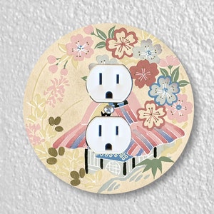 Japanese Art Precision Laser Cut Duplex and Grounded Outlet Round Wall Plate Covers