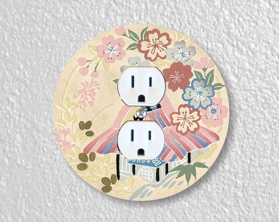 Japanese Art Precision Laser Cut Duplex and Grounded Outlet Round Wall Plate Covers