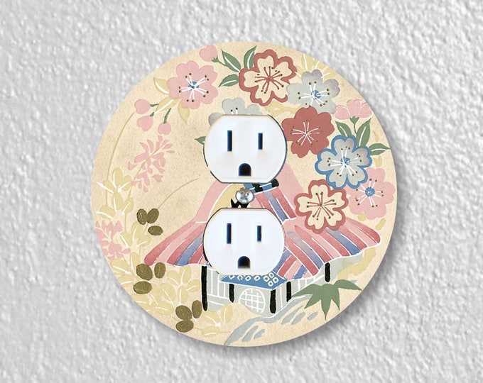 Japanese Art Precision Laser Cut Duplex and Grounded Outlet Round Wall Plate Covers