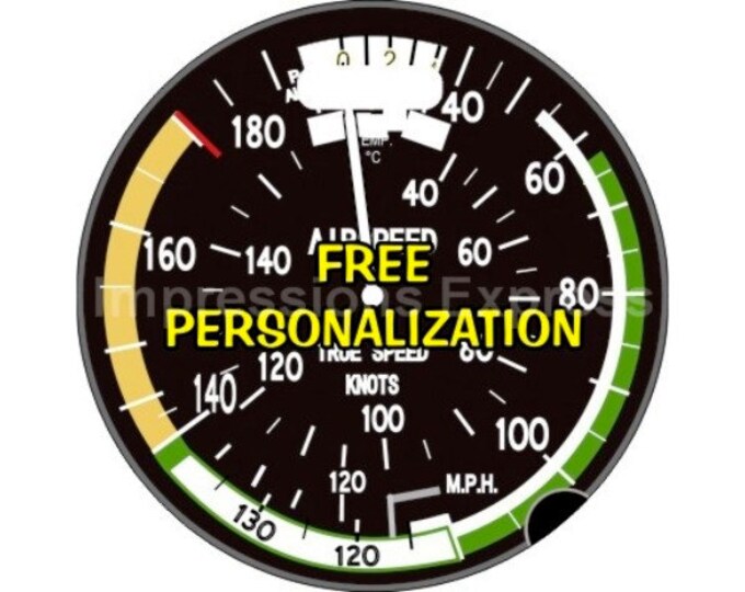 Airspeed Indicator Aviation Round Personalized Luggage Bag Tag