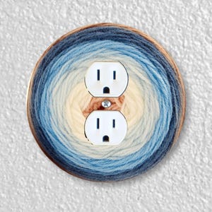 Celestial Pool Wool Yarn Precision Laser Cut Duplex and Grounded Outlet Round Wall Plate Covers