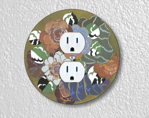 Floral Art Deco Art Nouveau Precision Laser Cut Duplex and Grounded Outlet Round Wall Plate Covers