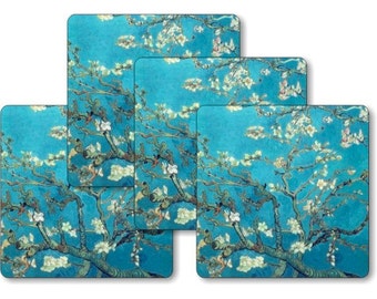 Vincent Van Gogh Almond Branches Painting Square Coasters - Set of 4