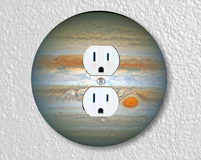 Jupiter Planet Space Precision Laser Cut Duplex and Grounded Outlet Round Wall Plate Covers