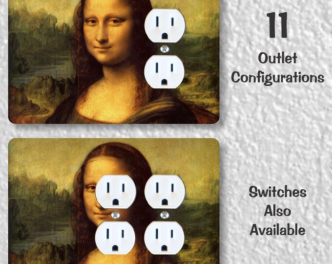 Leonardo Da Vinci Mona Lisa Painting Precision Laser Cut Duplex and Grounded Outlet Wall Plate Covers