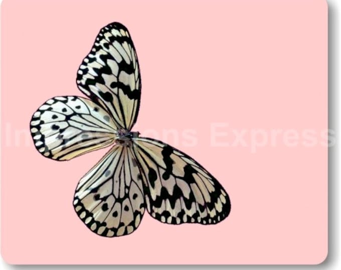 White Nymph Butterfly Pink Mouse Pad