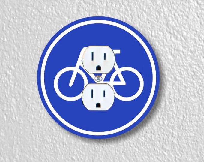 Bicycle Sign Precision Laser Cut Duplex and Grounded Outlet Round Wall Plate Covers