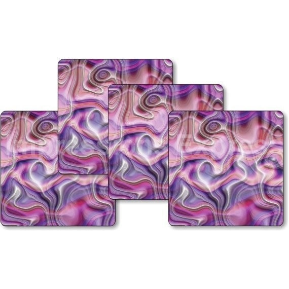 Purple Silk Ripple Square Coasters - Set of 4