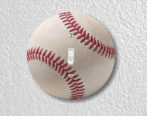 White Baseball Precision Laser Cut Toggle and Decora Rocker Round Light Switch Wall Plate Covers
