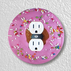 Pink Doughnut Precision Laser Cut Duplex and Grounded Outlet Round Wall Plate Covers