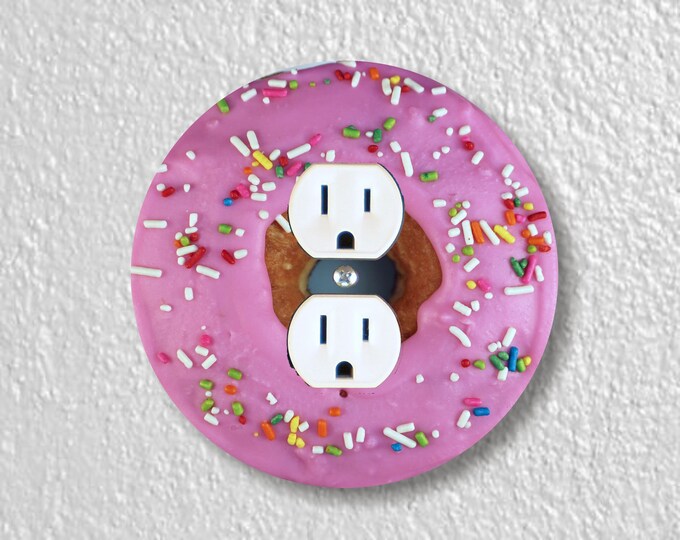 Pink Doughnut Precision Laser Cut Duplex and Grounded Outlet Round Wall Plate Covers