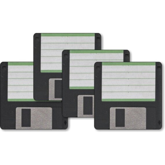 Floppy Disc Square Coasters - Set of 4