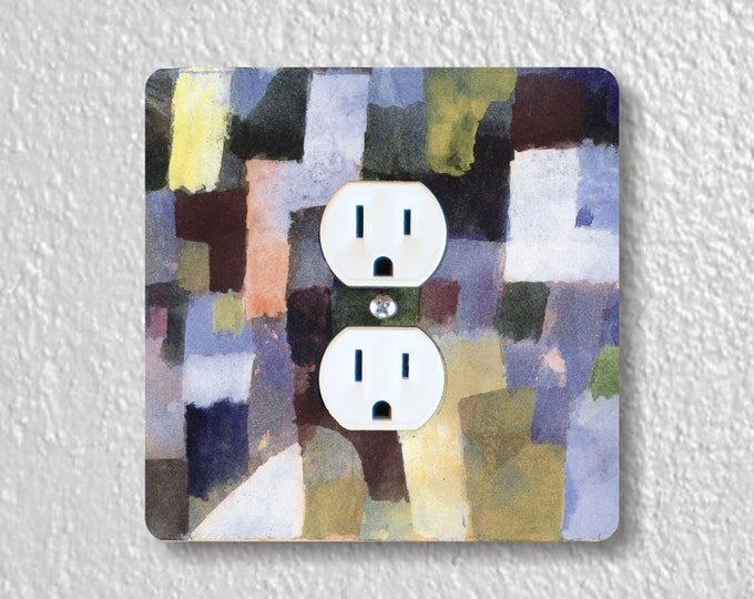 Paul Klee Painting Precision Laser Cut Duplex and Grounded Outlet Square Wall Plate Covers